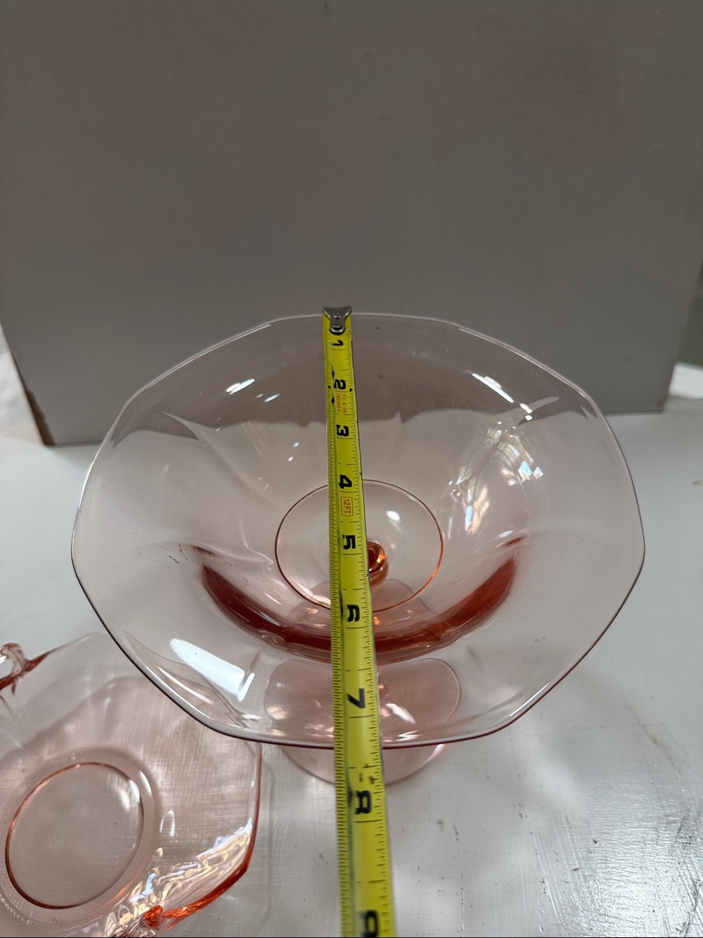 Elegant 1928 Depression Fostoria Fairfax Pink Glass Compote and Matching Dish - Picture 4 of 9